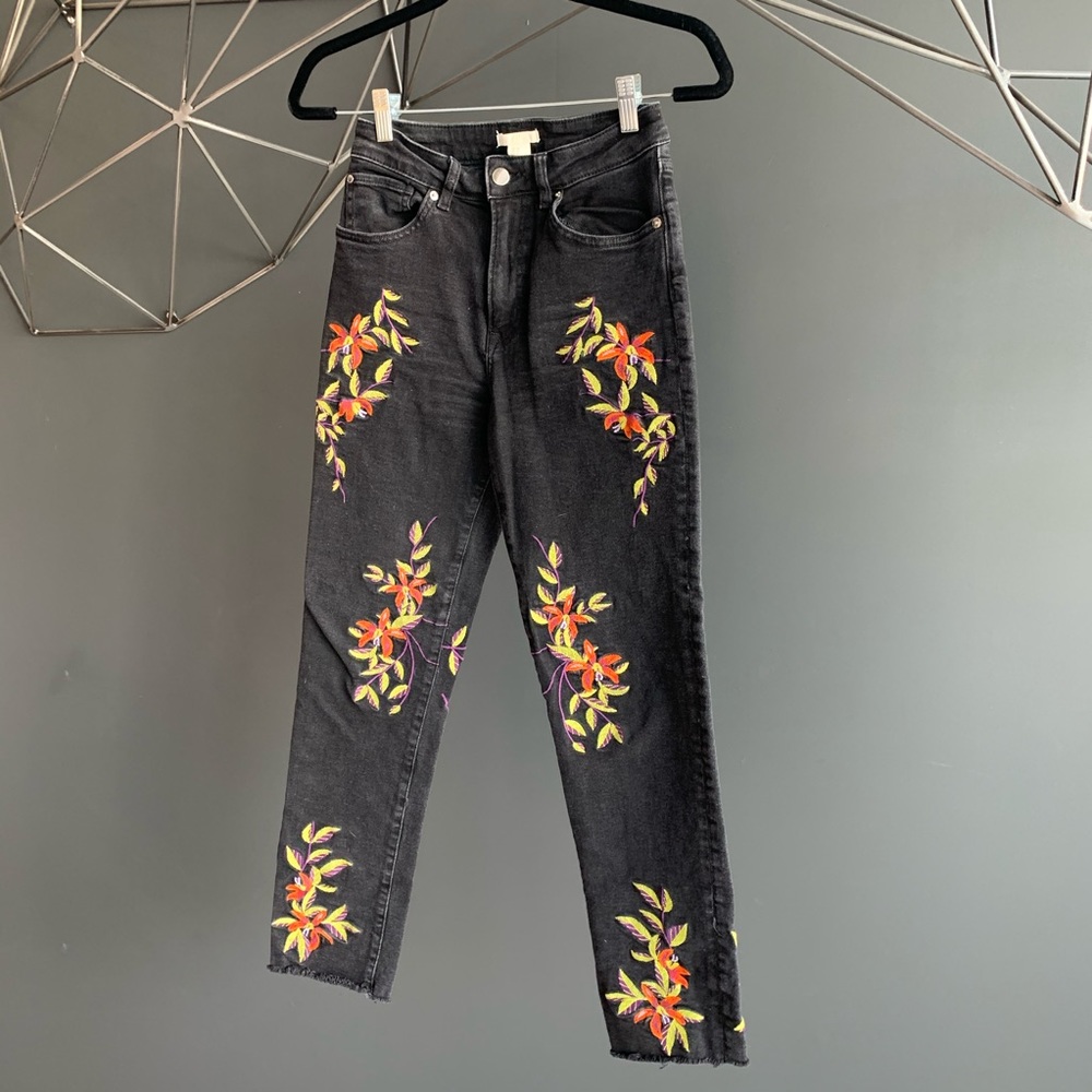 Floral Embroidered Jeans